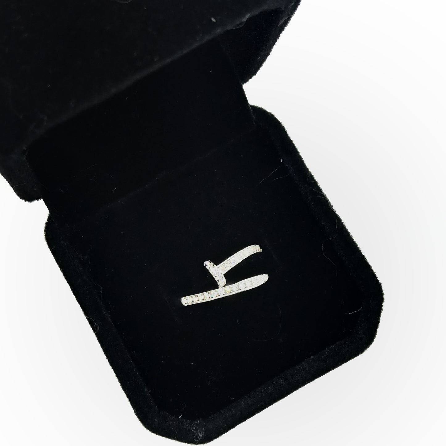(Defect) UKIR - 925 Sterling Silver Love Nail Ring (Adjustable)
